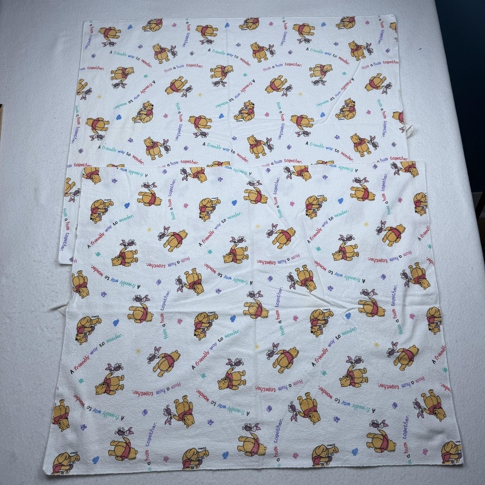 Disney Winnie The Pooh White Cotton Receiving Blanket Baby Boy Bear Print Soft
